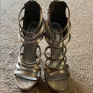 Dyeables True Metallic Taupe Multi-Strap High Heel Sandals